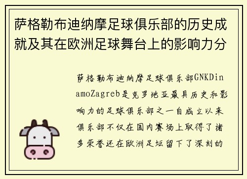 萨格勒布迪纳摩足球俱乐部的历史成就及其在欧洲足球舞台上的影响力分析